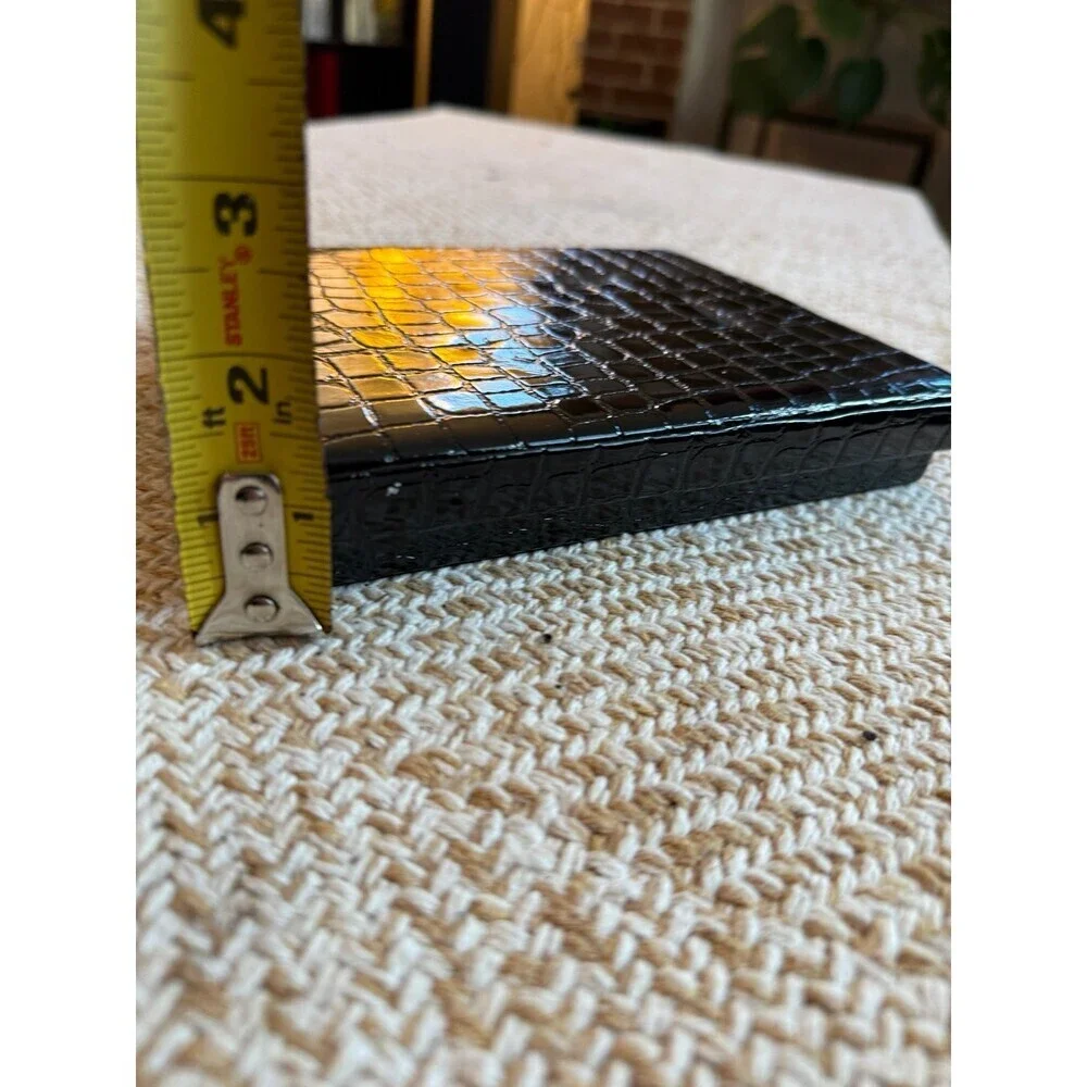 Black Faux Croc Embossed Jewelry or Trinket Box
